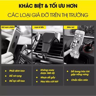 Giá Đỡ Điện Thoại Trên Ô Tô Kẹp Gắn Cửa Khe Gió Điều Hoà Xoay 360 Độ - Kẹp V8 Vân Cacbon Cao Cấp Kẹp Xoay Thoát Khí