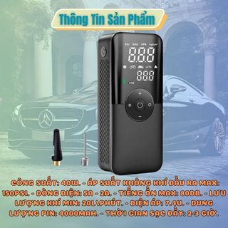 Bơm lốp ô tô, xe hơi điện tử tự ngắt, pin tích điện chính hãng CARSUN - Bảo hành 12 tháng Kim Huệ Yêu Xe