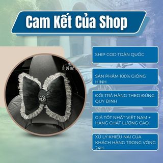 (Decor Mẫu 2) Lót Ghế Mùa Hè 2024 Lót Tản Nhiệt Camellia Ô Tô - Gối Tựa Đầu Tựa Lưng Hình Nơ Dễ Thương