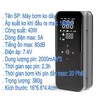 Bơm lốp ô tô, xe hơi điện tử tự ngắt, pin tích điện chính hãng CARSUN - Bảo hành 12 tháng Kim Huệ Yêu Xe