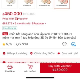 (Xả kho) Phấn bắt sáng ánh nhũ lấp lánh PERFECT DIARY mềm mại mịn lì tạo hiệu ứng 3D 7g