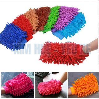 Găng tay rửa xe lau chùi ô tô loại dày dặn 2 mặt bông - găng tay san hô Kim Huệ - Yêu Xe