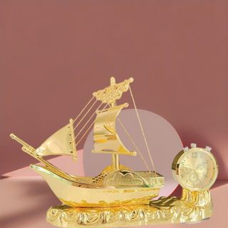 TƯỢNG THUYỀN BUỒM PHONG THUỶ - THUẬN BUỒM XUÔI GIÓ - Có Đồng Hồ Nước Hoa Cao Cấp Trang Trí Taplo Bàn Làm Việc
