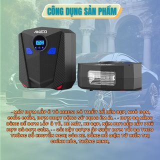 Bơm lốp ô tô, xe máy AIKESI bơm hơi 12V đồng hồ điện tử tự ngắt {Bảo hành 12 tháng }- Kim Huệ Yêu Xe