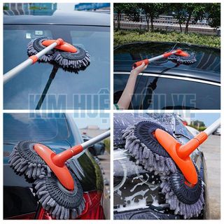 Chổi rửa xe ô tô 2 đầu chổi xoay 360 có thể co rút tiện lợi thông minh và tiện lợi, chất liệu bền đẹp- Kim Huệ Yêu Xe