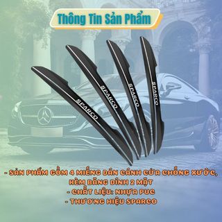 Bộ 4 Miếng Dán Chống Xước Cánh Cửa Sparco Cho Xe Ô Tô Đủ Các Màu Chất Liệu PVC Chống Va Đập - Kim Huệ Yêu xe