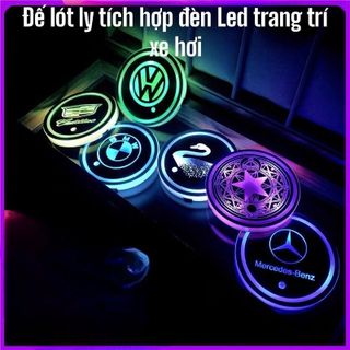 Lót Cốc Nước ô Tô Có Đèn LED RGB Cảm Biến Rung Chống Trượt Cổng Sạc USB Trang Trí Nội Thất Xe Hơi- Kim Huệ Yêu Xe
