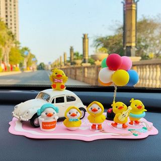 Sét 6 chú Vịt vàng mini đáng yêu trang trí taplo màn hình DVD, cửa sổ xe hơi, bàn làm việc và góc học tập dễ thương