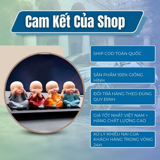 Bộ Tượng Chú Tiểu Hòa Thượng Tứ Không - Phật Phong Thủy Mini 4 Tư Thế, Trang Trí Xe Hơi, Để Bàn