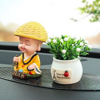 Bộ Tượng Chú Tiểu Hòa Thượng Tứ Không - Phật Phong Thủy Mini 4 Tư Thế, Trang Trí Xe Hơi, Để Bàn