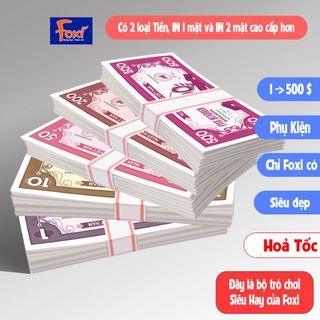 Bộ thẻ tiền-nhà-khách sạn Cờ Tỷ Phú Foxi-phụ kiện chơi Foxi-tiền 1 mặt 2 mặt đủ mệnh giá từ 1-500 giá sỉ