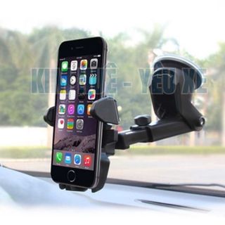 Kẹp giá đỡ điện thoại trên xe ô tô - có chân hít kính xoay 360 độ Kim Huệ - Yêu Xe