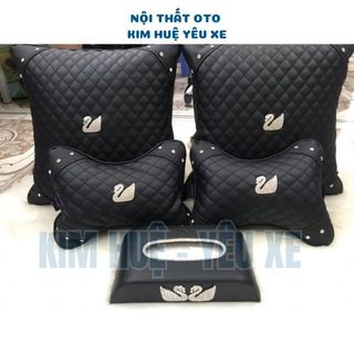 Bộ Gối Tựa Ô Tô Vương Miện Thiên Nga Phụ Kiện Trang Trí Xe Hơi - Gối siêu mềm siêu êm đa năng