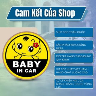 (size to) Tem dán phản quang xe ô tô Baby In Car tiện ích - Miếng Dán Hình Hoạt Hình Baby In Car 3D - Kim Huệ Yêu Xe