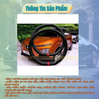 Bọc Vô Lăng VINFAST VF8, VF9, VF7, VF6, VF5,E34 Bọc D CUT 36cm Dáng 3 Sọc Đỏ Thể Thao Cao Cấp