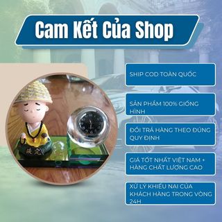 Trang trí taplo - Sét Tượng Tu sĩ bình an + đồng hồ pha lê có tặng nước hoa và thảm chống trượt