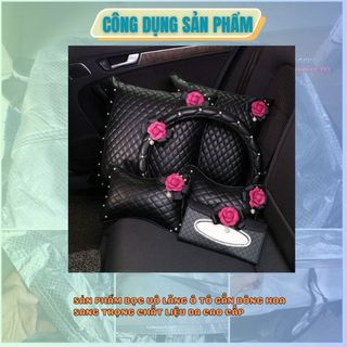 Bọc vô lăng ô tô bằng da cao cấp đính hoa trà sang chảnh - Kim Huệ Yêu Xe