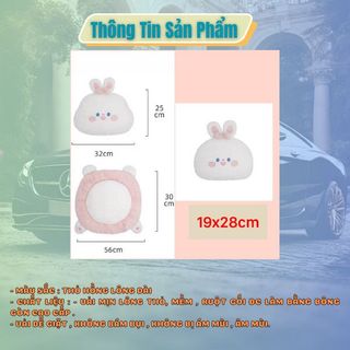 Bộ Gối Tựa Đầu,Tựa Lưng,Đệm Ghế Ô TÔ Nâng Chiều Cao Thỏ Hồng Lông Mịn Cao Cấp- Kim Huệ Yêu Xe