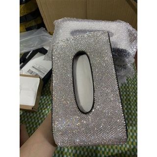 Hộp giấy ăn đính đá cao cấp sang trọng hình vương miện và thiên nga đôi đẳng cấp Kim Huệ Yêu Xe