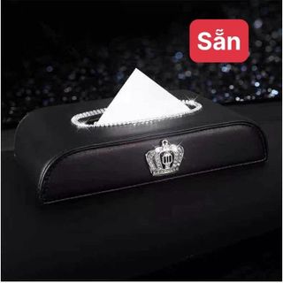 Hộp giấy ăn đính đá cao cấp sang trọng hình vương miện và thiên nga đôi đẳng cấp Kim Huệ Yêu Xe