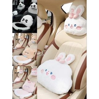 Bộ Gối Tựa Đầu,Tựa Lưng,Đệm Ghế Ô TÔ Nâng Chiều Cao Thỏ Hồng Lông Mịn Cao Cấp- Kim Huệ Yêu Xe