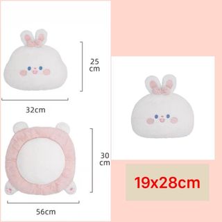 Bộ Gối Tựa Đầu,Tựa Lưng,Đệm Ghế Ô TÔ Nâng Chiều Cao Thỏ Hồng Lông Mịn Cao Cấp- Kim Huệ Yêu Xe