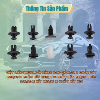 Set 100 Pcs Bộ Khóa Xe Hơi, Vít Vặn Vật Liệu Nhựa Phụ Tùng Ô Tô Kèm Hộp Đựng [Sẵn Kho]- Kim Huệ Yêu Xe