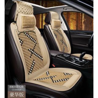 1 Bộ áo lót ghế hạt gỗ ô tô chống nóng chiphong hoa văn - Bộ lót ghế hoa văn LV hạt gỗ massage cao cấp- Kim Huệ Yêu Xe