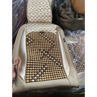 1 Bộ áo lót ghế hạt gỗ ô tô chống nóng chiphong hoa văn - Bộ lót ghế hoa văn LV hạt gỗ massage cao cấp- Kim Huệ Yêu Xe