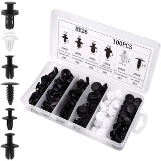 Set 100 Pcs Bộ Khóa Xe Hơi, Vít Vặn Vật Liệu Nhựa Phụ Tùng Ô Tô Kèm Hộp Đựng [Sẵn Kho]- Kim Huệ Yêu Xe