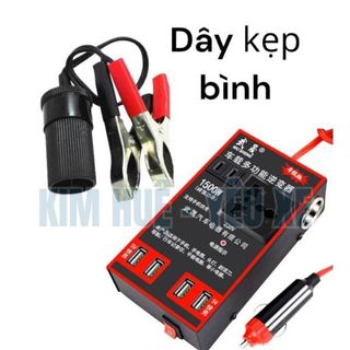Bộ Chuyển Đổi Nguồn 1500W DC12V/24V Sang 110V/220V Kèm 4 Cổng Usb Cho Xe Hơi tặng kèm dây kẹp ắc quy Kim Huệ - Yêu Xe