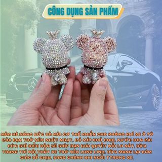 Sáp Thơm Cài Cửa Gió Ô Tô Gấu Popobe Đính Đá Bản Siêu Cấp trang trí nội thất xe trở nên lung linh Kim Huệ - Yêu Xe