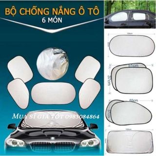 Bộ 6 Món Che Nắng Cửa Xe Ô Tô Thông Minh - Được Tráng Bạc Chống Nóng Cách Nhiệt Cực Cao - Combo 1 Xe Ô Tô