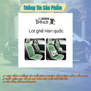 Combo 1 bộ lót ghế ô tô Bear hạt gỗ tặng gối cổ và lưng gấu Bear Hạt gỗ massage chống nóng thoáng khí