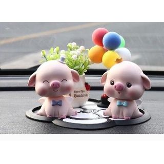 Set gia đình heo hồng siêu dễ thương dùng trang trí taplo ô tô bàn làm việc góc học tập Kim Huệ Yêu Xe