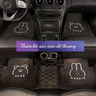 Thảm Lót Sàn Ô Tô - Thảm Rối Lót Sàn Loại Dày Đế Nhựa Dẻo Có Gai Chống Trơn Trượt Họa Tiết Ngộ Nghĩnh