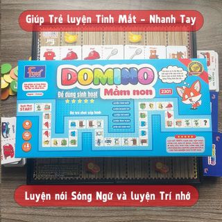 Boardgame Domino mầm non-Đồ dùng sinh hoạt Foxi-thẻ glenndoman thông minh
