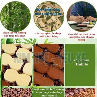 Bộ Lót Ghế gỗ Trúc Hạt Vuông Bằng Tre Trúc Cho Ghế Ô Tô, Văn Phòng Có Hạt Bám Dính Thoáng Mát, Thoải Mái Thoáng Khí