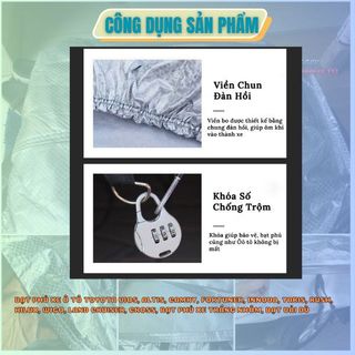 Bạt Phủ vải dù cao cấp xe Toyota Vios, Altis, Camry, Fortuner, Innova, Yaris, Rush, Hilux, Wigo, Land Cruiser, Cross