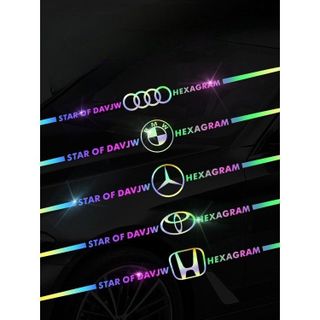 Tem Decal Dán Trang Trí Xe Ô Tô Laser Phản Quang Biểu Tượng "STARCFDAVID - Logo Hãng Xe - HEXAGRAM"- Kim Huệ Yêu Xe