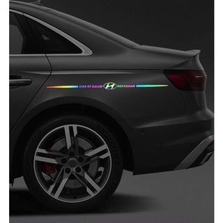 Tem Decal Dán Trang Trí Xe Ô Tô Laser Phản Quang Biểu Tượng "STARCFDAVID - Logo Hãng Xe - HEXAGRAM"- Kim Huệ Yêu Xe