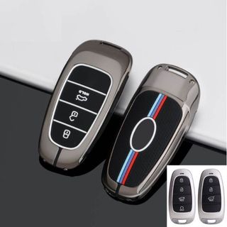 Ốp chìa khoá kim loại có phản quang thể thao - ốp khoá hyundai santafe 2021 i10 tucson elantra accent 2021