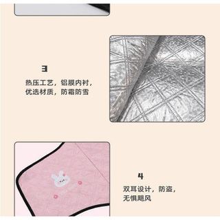 Bạt Phủ Bé Gấu Thỏ Ôm Hoa Tulip Che Nắng Chống Nóng Kính Lái Tráng Bạc Ô Tô Xe Hơi - Mộc Lan Car