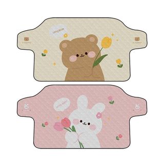 Bạt Phủ Bé Gấu Thỏ Ôm Hoa Tulip Che Nắng Chống Nóng Kính Lái Tráng Bạc Ô Tô Xe Hơi - Mộc Lan Car