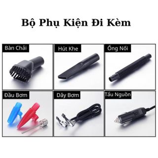 Máy Hút Bụi Ô Tô - Máy Bơm Lốp Ô Tô Đa Năng 4 Trong 1 - Hút Bụi, Bơm Lốp, Đo Áp Suất Lốp, Đèn Pin Chiếu Kim Huệ - Yêu Xe