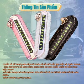 Bảng Gắn Số Điện Thoại Trên Taplo Ô Tô Đính Đá Hoa Trà Cao Cấp - đính đá nhiều màu Kim Huệ - Yêu Xe