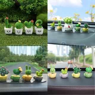 Sét 4 chậu cây xương rồng mini xinh biểu tượng vừa mãnh liệt-Trang trí taplo oto- Kim Huệ Yêu Xe