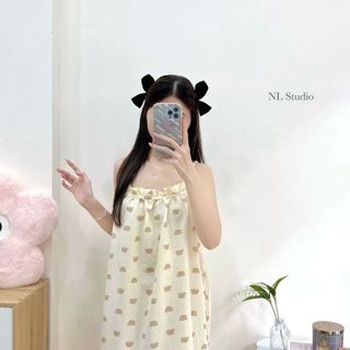 Đầm xốp đũi thiết kế dây