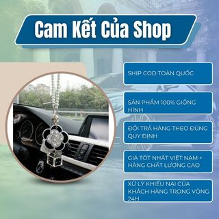 Khánh treo gương hoa trà đính đá sang trọng thời trang tặng kèm nước hoa ô tô