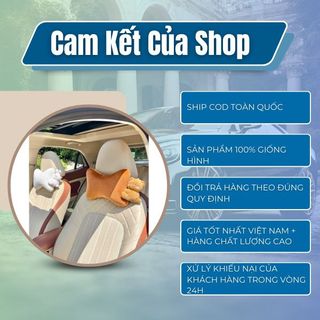 Bộ Gối Tựa Đầu,Tựa Lưng,Đệm Ghế Ô TÔ Nâng Chiều Cao Thỏ Trắng-Gấu Nâu Cao Cấp- Kim Huệ Yêu Xe